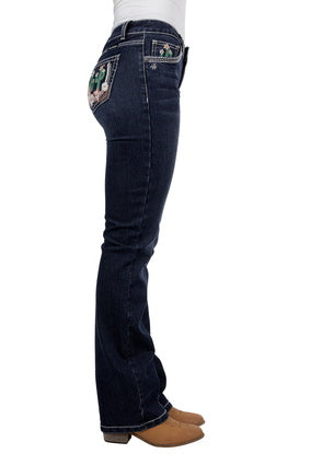 Womens Pure Western Zoe Boot Cut Mid Rise Denim Jean 34 Leg (7327247335501)