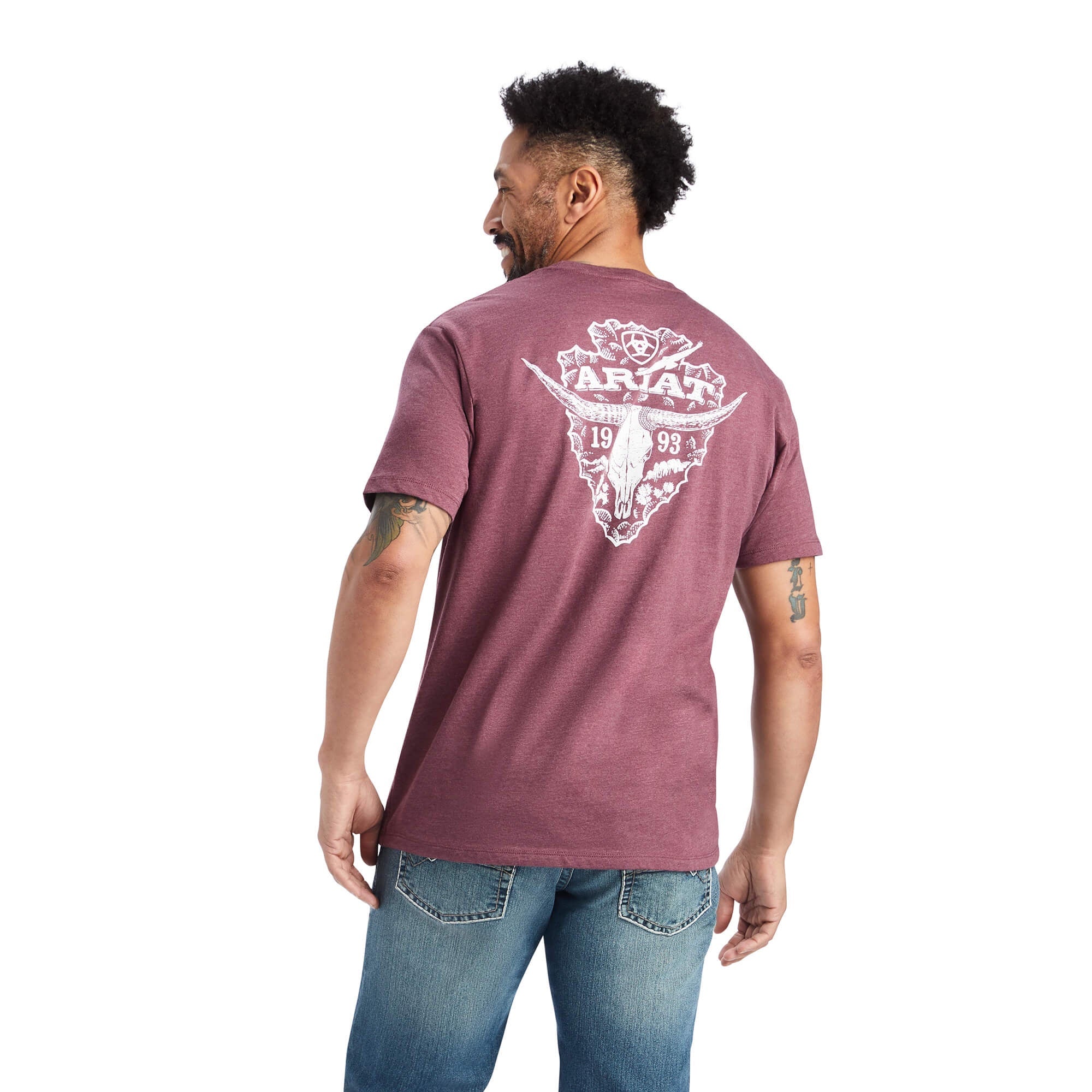 Mens Ariat Arrowhead 2.0 Tee Tshirt - Burgundy (6852747296845)
