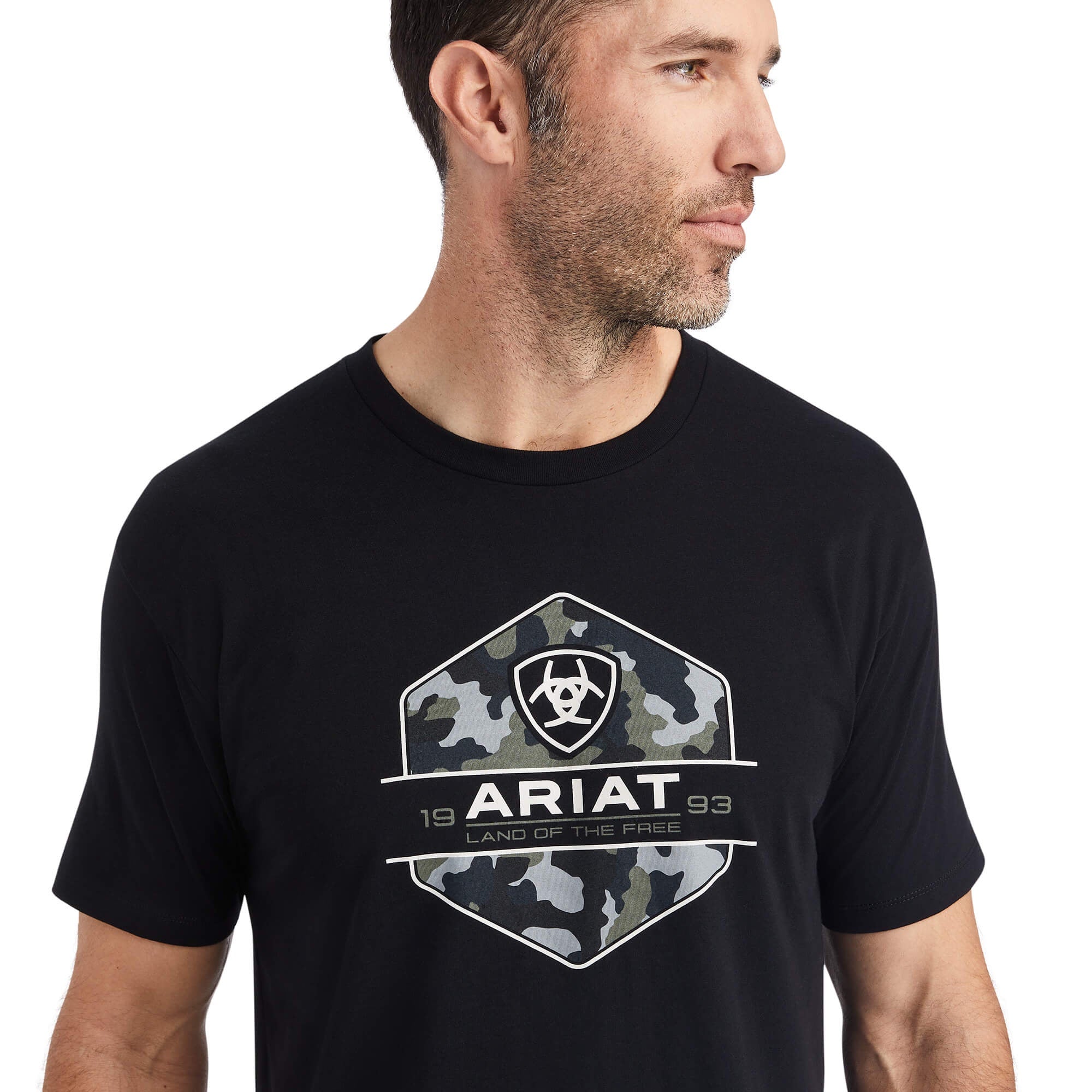 Mens Ariat Camo Badge Tee Tshirt - Black (6875461288013)