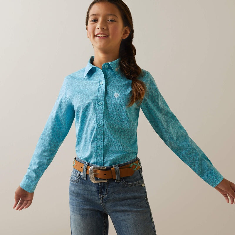 Girls Ariat Team Kirby LS Shirt - Caiden Print (6913475477581)