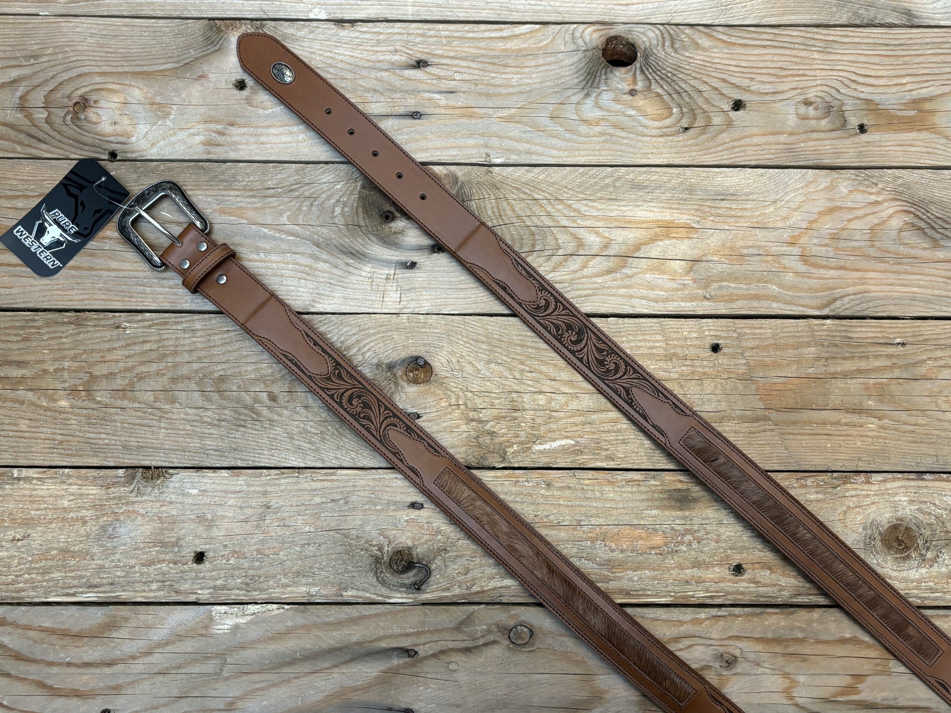 Mens Pure Western Perry Belt - Tan (7041897726029)