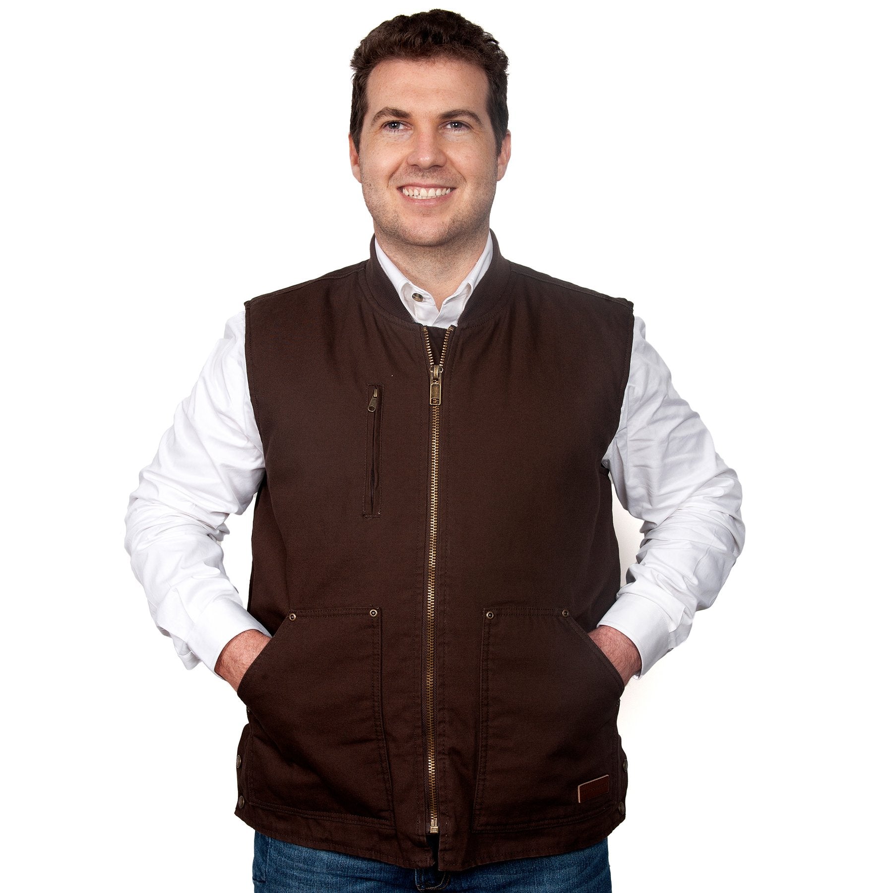 Mens Just Country Diamantina Vest- Chocolate (6611860488269)