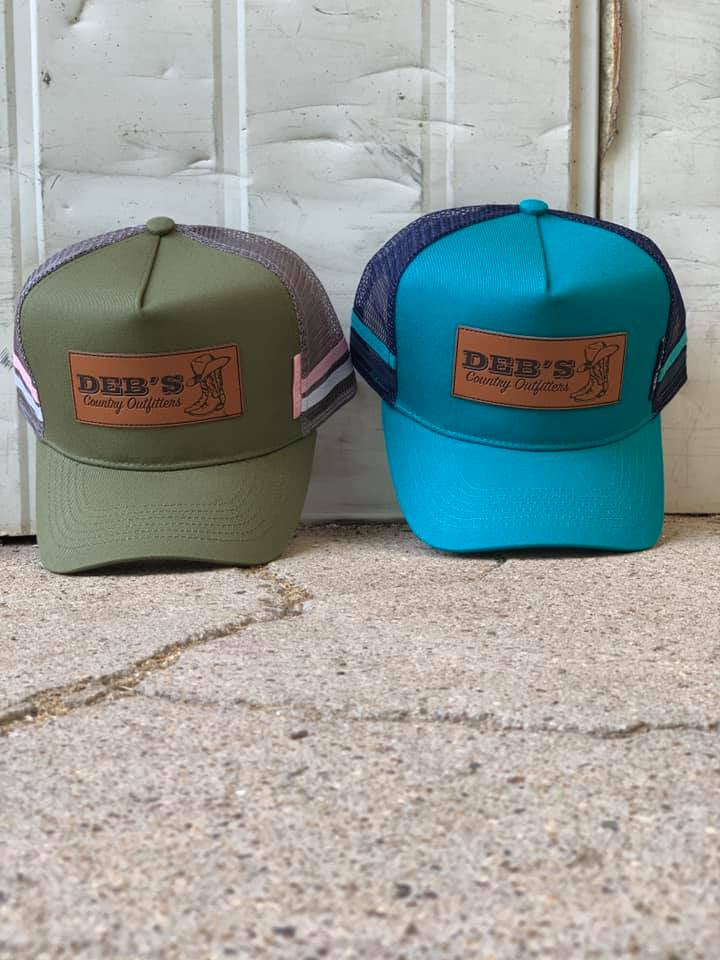 Debs Country Outfitters Turquoise Leather Patch Trucker (4910656815181)