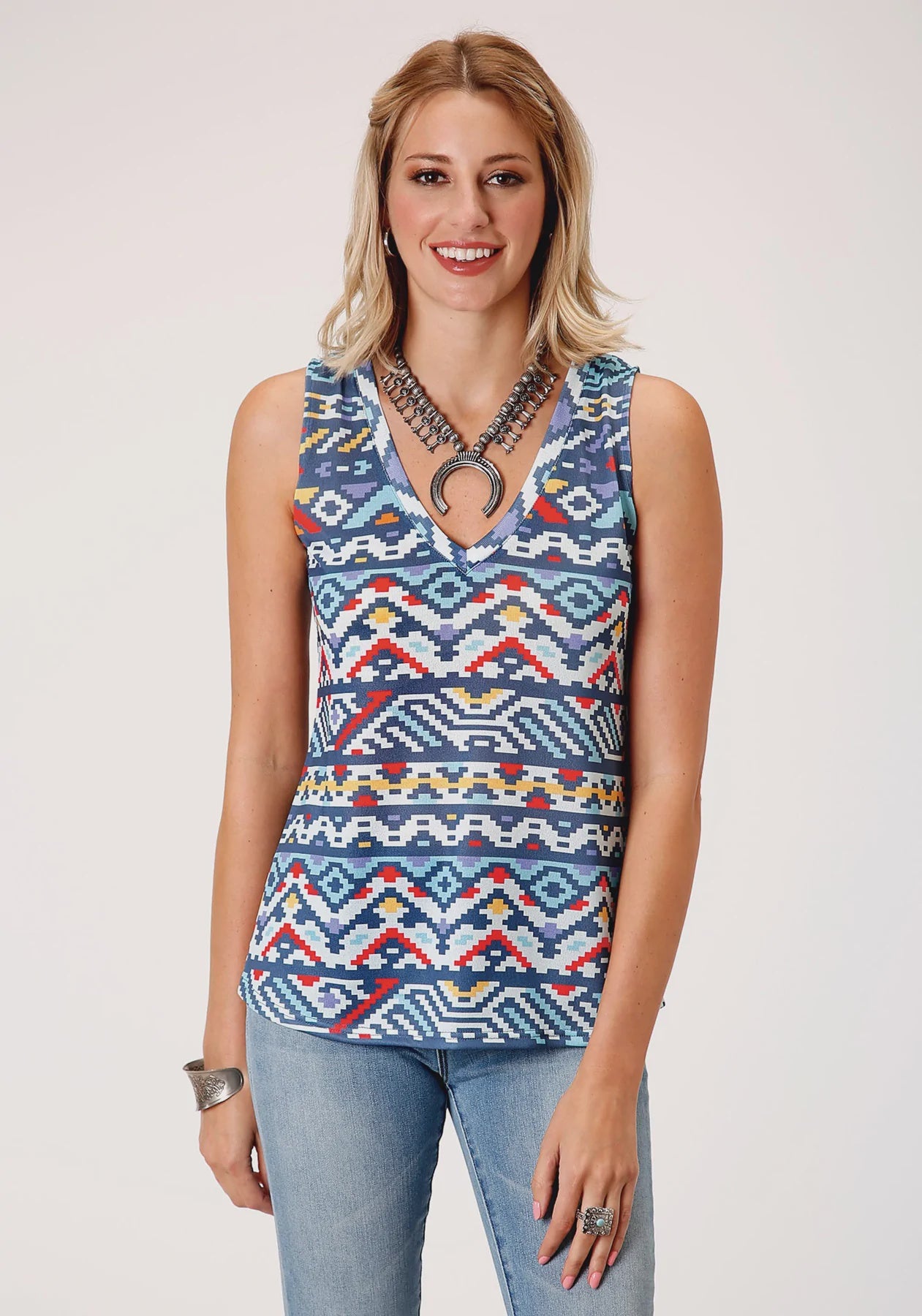 Womens Roper White Print Tank (6834989858893)