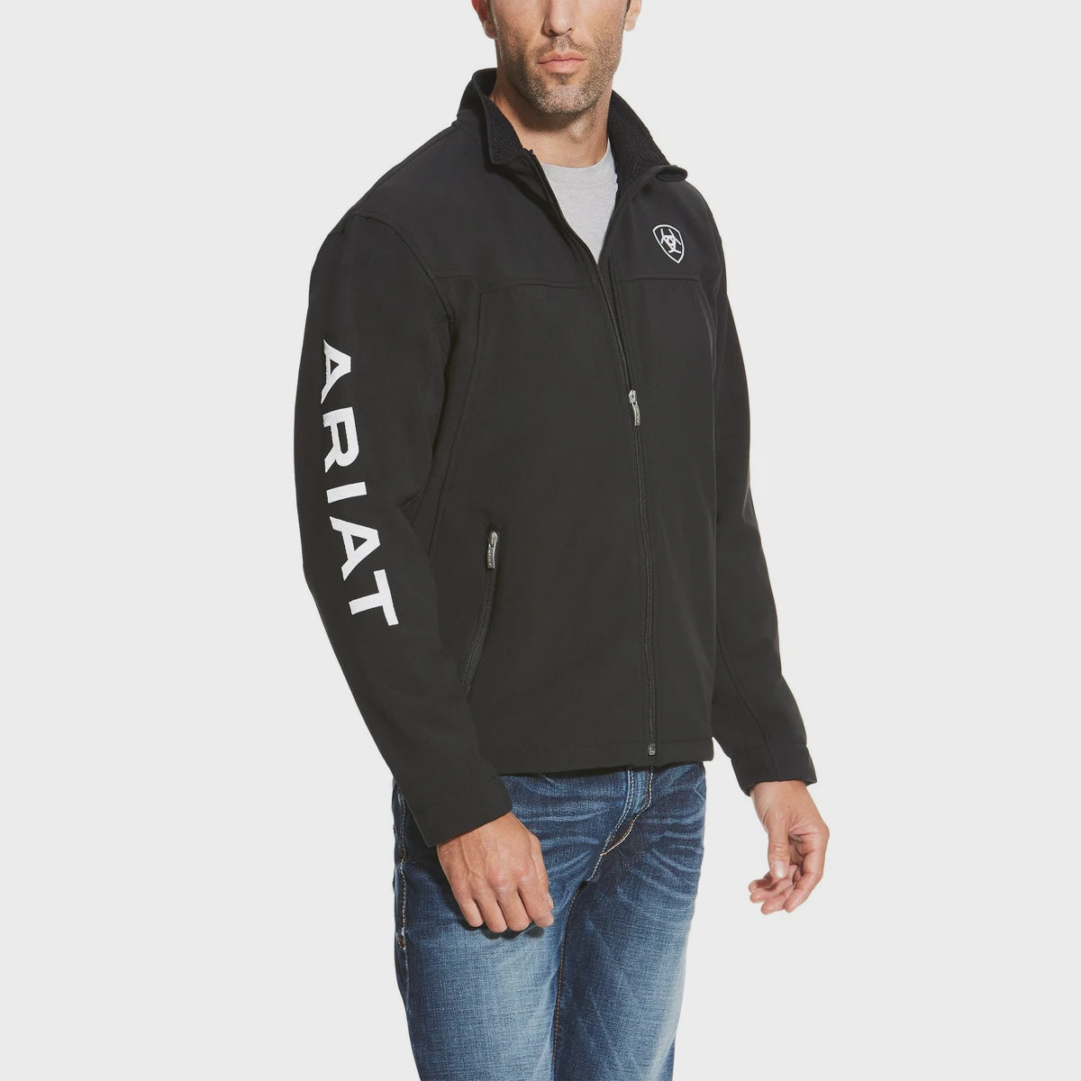 Mens Ariat New Team Softshell Jacket- Black (6604693602381)
