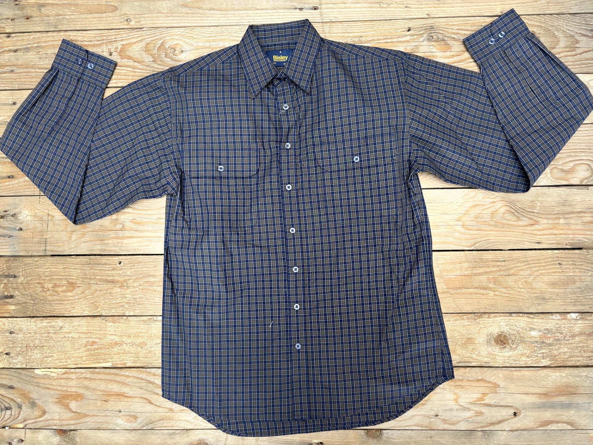 Mens  Bisley Small Check LS Shirt - Dark Navy (7012128456781)
