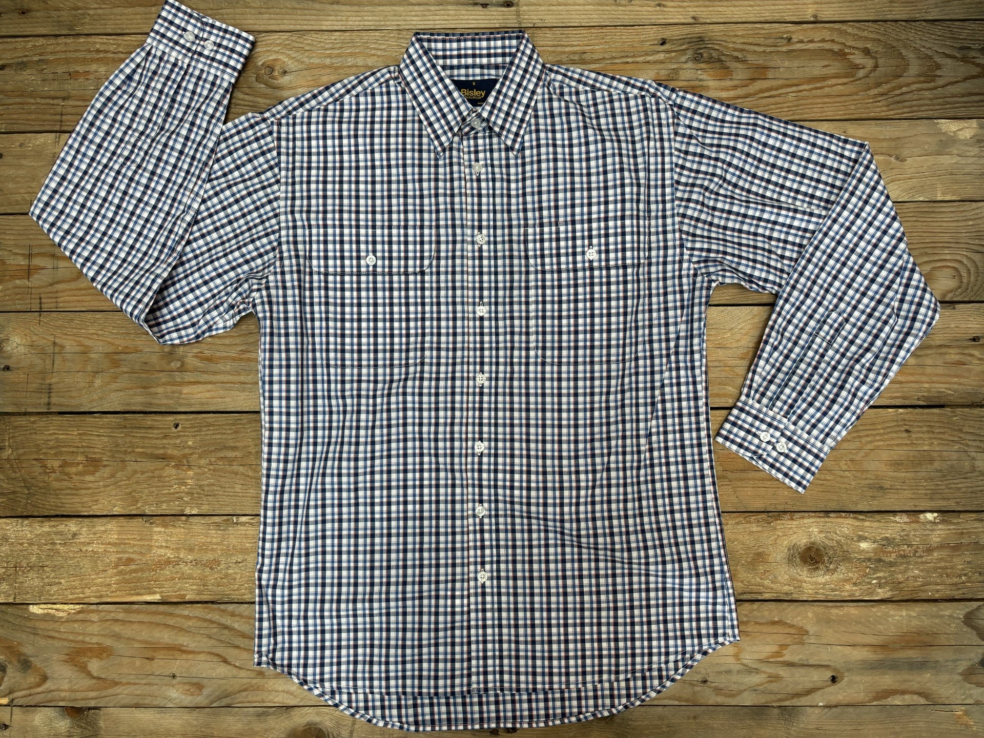 Mens Bisley Small Check LS Shirt - Blue mix (7012131504205)