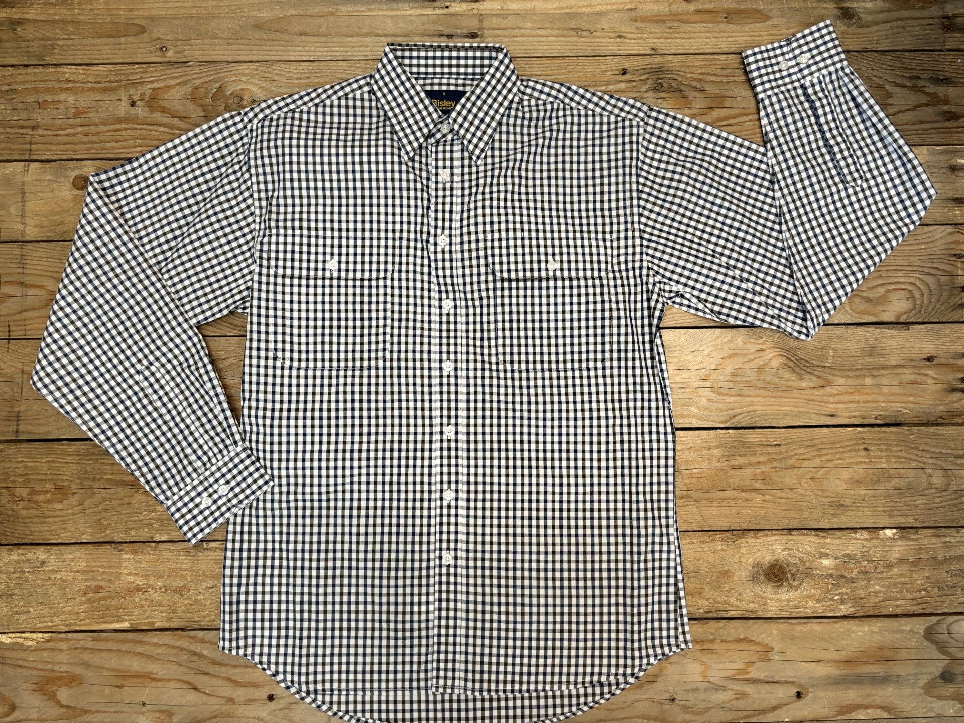 Mens Bisley Small Check LS Shirt - Brown (7012131799117)
