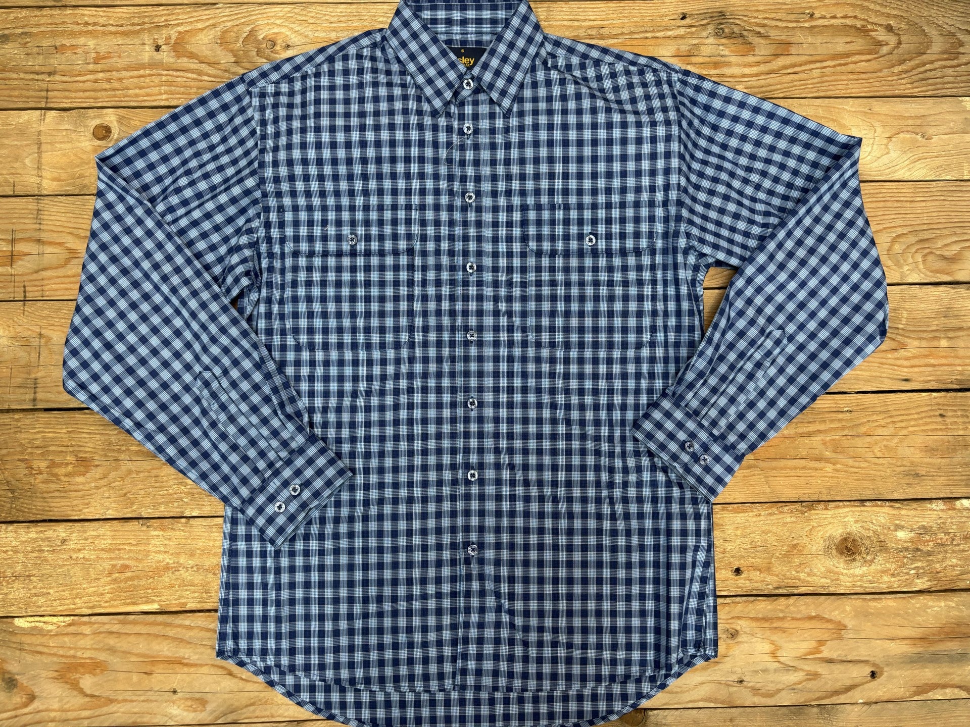Mens Bisley Medium Check LS Shirt - Blue (7012129177677)