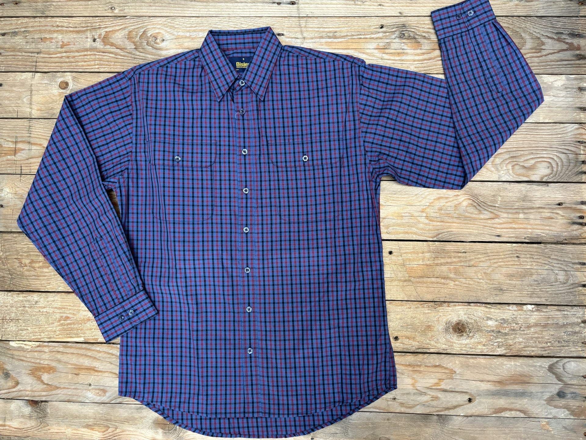 Mens Bisley Small Check L/S Shirt - Red (7012130652237)