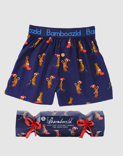 Mens Bamboozld Xmas Meerkat Bamboo Boxer Shorts Cracker (6931566461005)