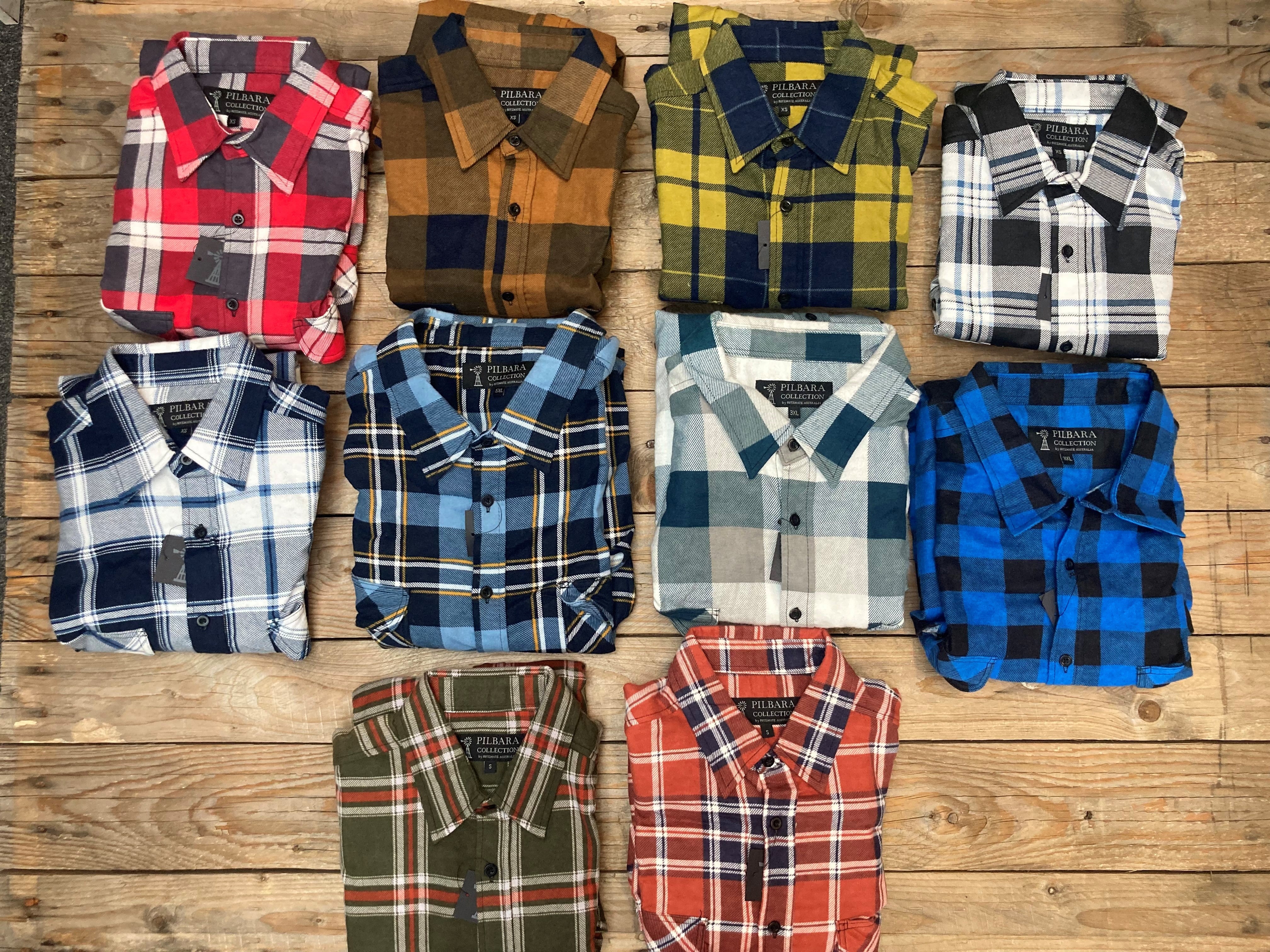 Mens Pilbara Flannelette Open Front Shirt L/S (4628942422093)