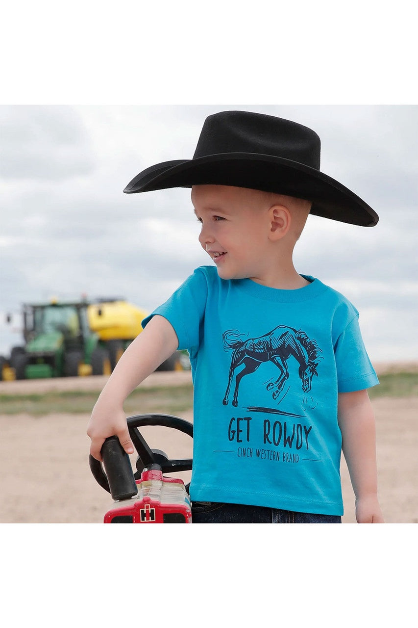 Boys Toddlers Cinch Get Rowdy Bronc Tee Tshirt - Turquoise (6895549677645)