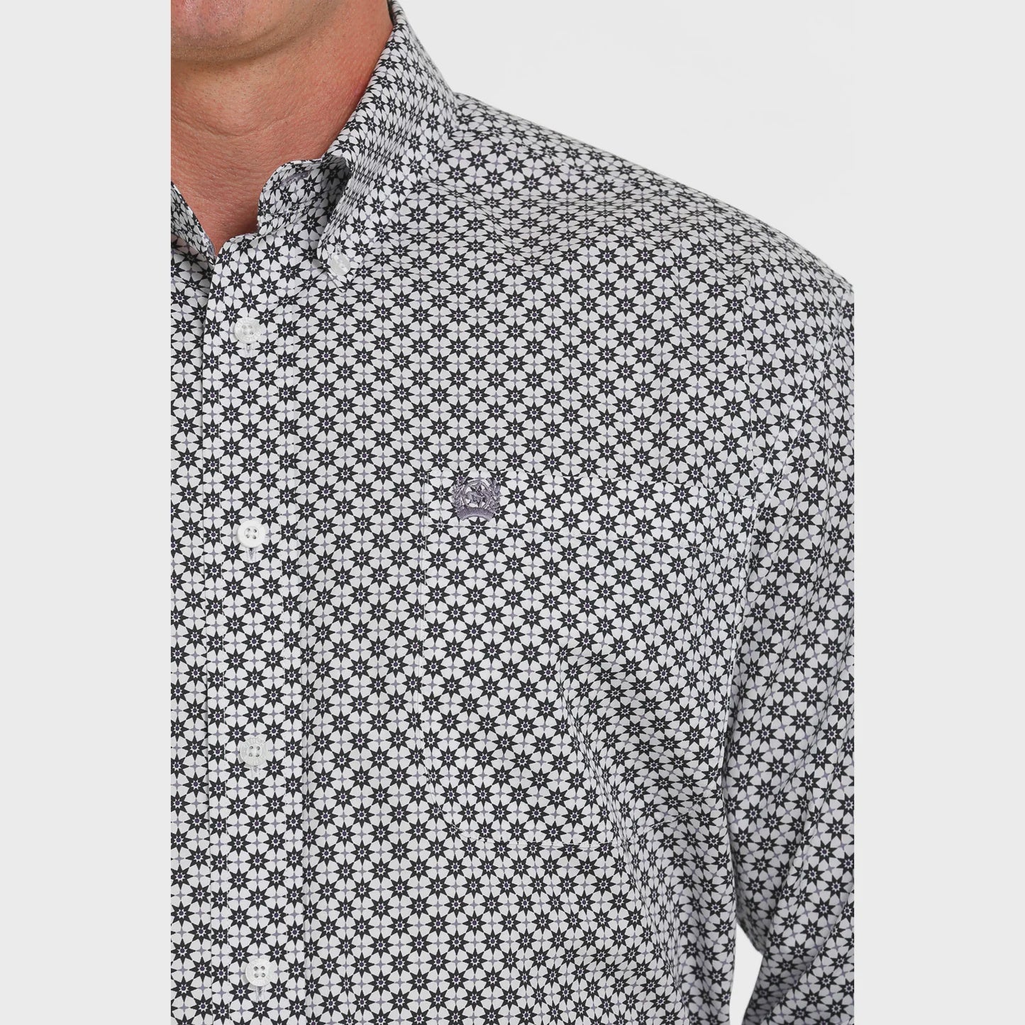 Mens Cinch White Star Print Button Down Shirt (7006808834125)