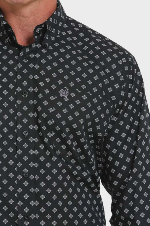 Mens Cinch Black Diamond Button Down Shirt - Black / Purple (7006808801357)