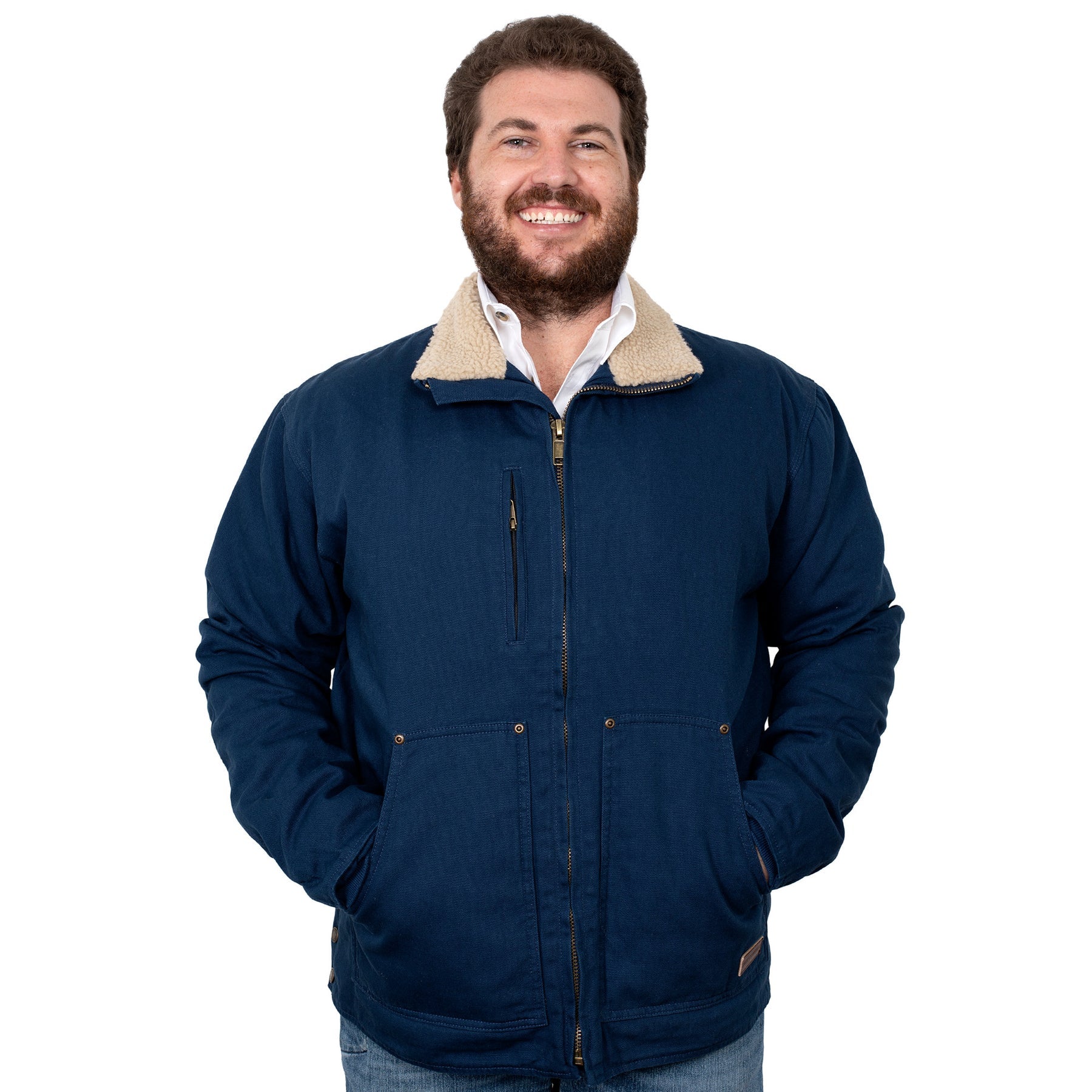 Mens Just Country Diamantina Sherpa Jacket - Navy (6862980513869)