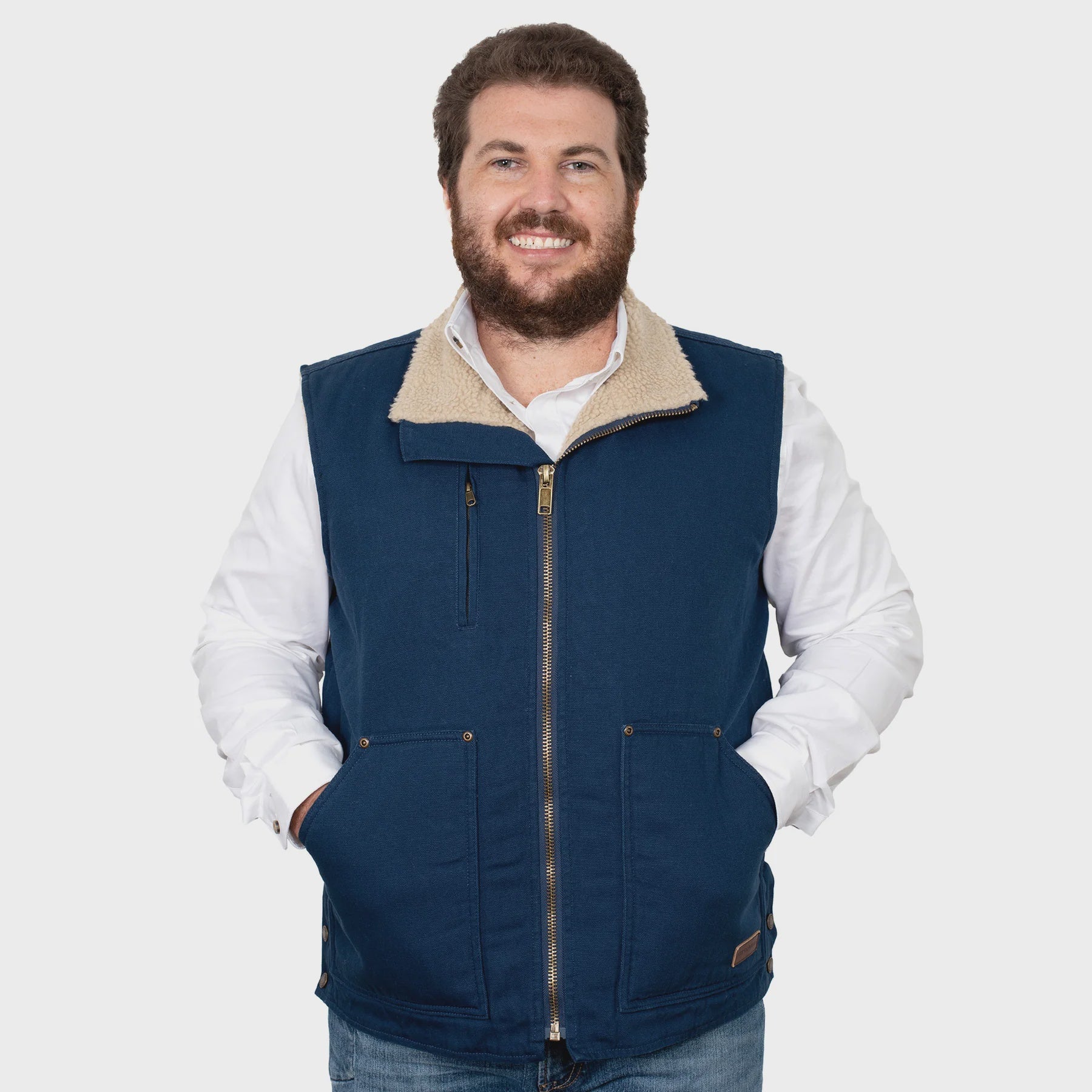 Mens Just Country Diamantina Sherpa Vest - Navy (6862980546637)