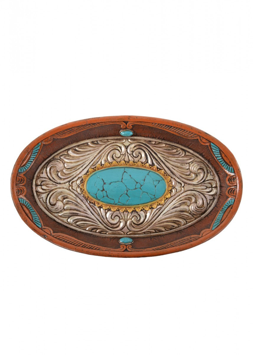 Pure Western Baroque Silver & Turquoise Tray (6711824842829)