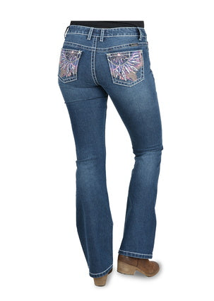 Womens Pure Western Willa Mid Rise Bootcut Denim Jean 32 Leg (6756831658061)
