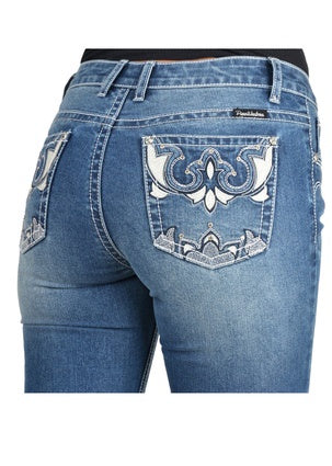 Womens Pure Western Maryanne Mid rise Straight Denim Jean 34 Leg (6756831494221)