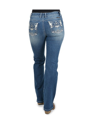 Womens Pure Western Maryanne Mid rise Straight Denim Jean 34 Leg (6756831494221)