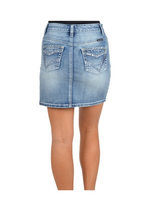 Womens Pure Western Vicki Mid Length Denim Skirt (6756832018509)