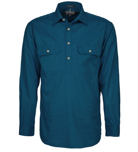 Mens Pilbara L/S Half Button Workshirt - Diesel (6884594286669)