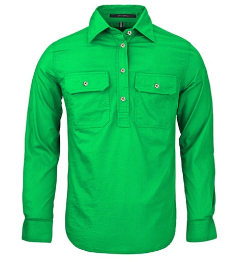 Womens Pilbara L/S Half Button Workshirt - Emerald (6884977213517)