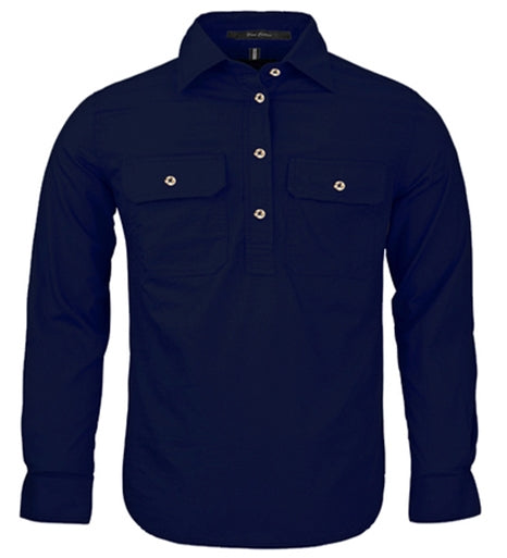 Kids Pilbara Long Sleeve 1/2 Button Workshirt (3759741993037)