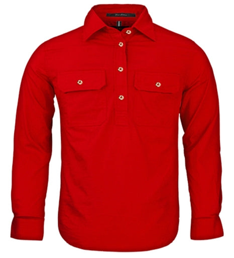 Kids Pilbara Long Sleeve 1/2 Button Workshirt (3759741993037)