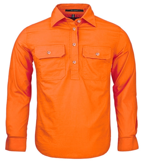 Kids Pilbara Long Sleeve 1/2 Button Workshirt (3759741993037)