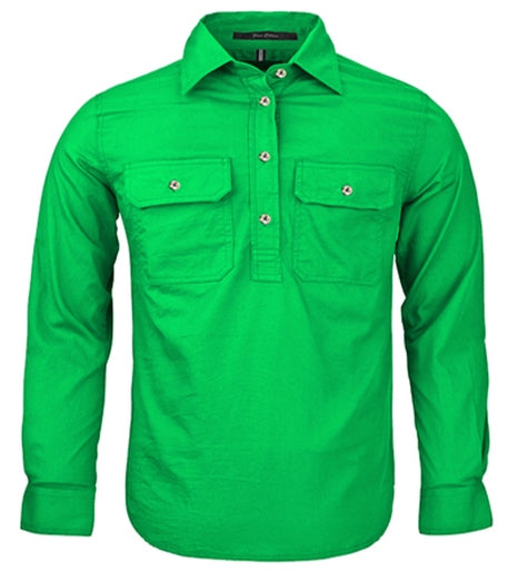 Kids Pilbara Long Sleeve 1/2 Button Workshirt (3759741993037)