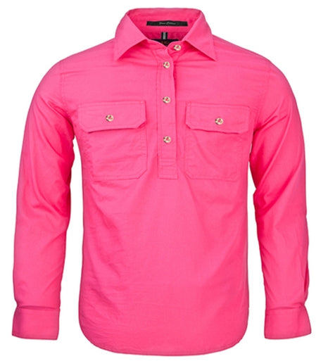 Kids Pilbara Long Sleeve 1/2 Button Workshirt (3759741993037)