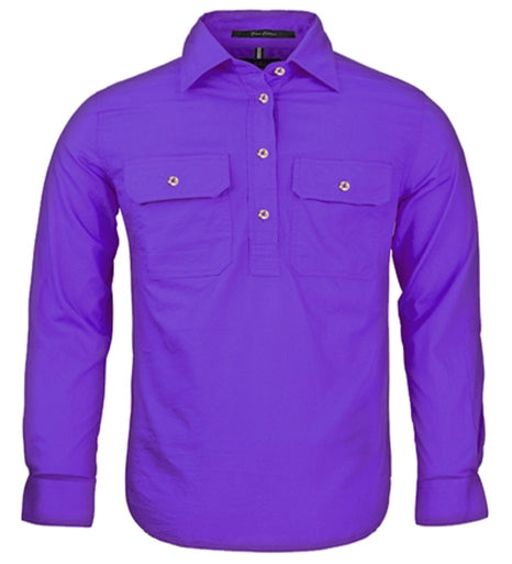 Kids Pilbara Long Sleeve 1/2 Button Workshirt (3759741993037)