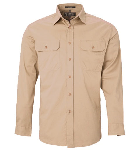 Mens Pilbara L/S Full Button Workshirt - Clay (6884590682189)
