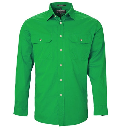 Mens Pilbara L/S Full Button Workshirt - Emerald (6884590813261)