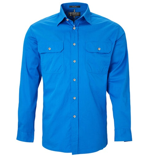 Mens Pilbara L/S Full Button Workshirt - Light Blue (6884590944333)