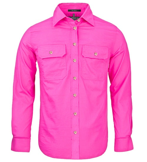 Womens Pilbara L/S Full Button Workshirt - Fuschia (6884976754765)