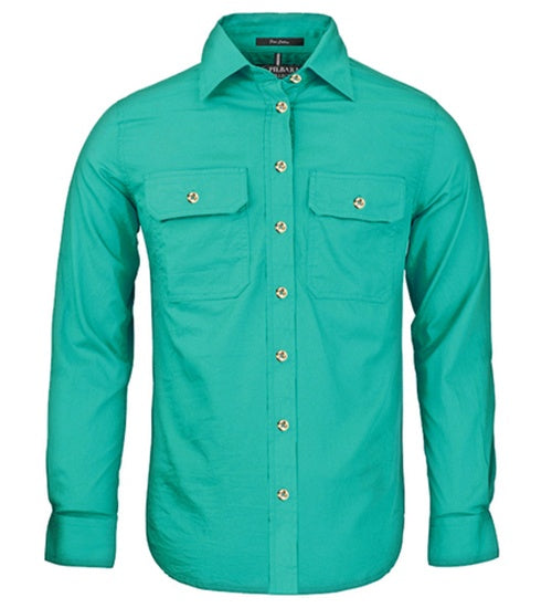 Womens Pilbara L/S Full Button Workshirt - Jade (6884976787533)