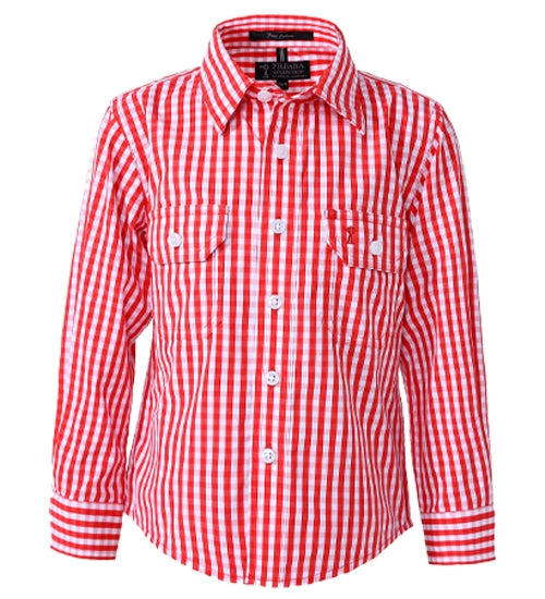 Kids Pilbara Long Sleeve Check Shirt- Pink or Navy (4817466064973)
