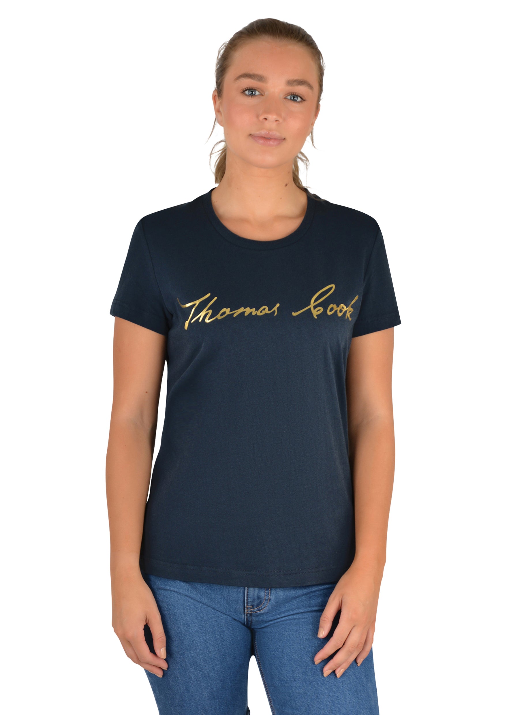 Womens Thomas Cook Script Tee Tshirt - White or Carbon (6785482227789)