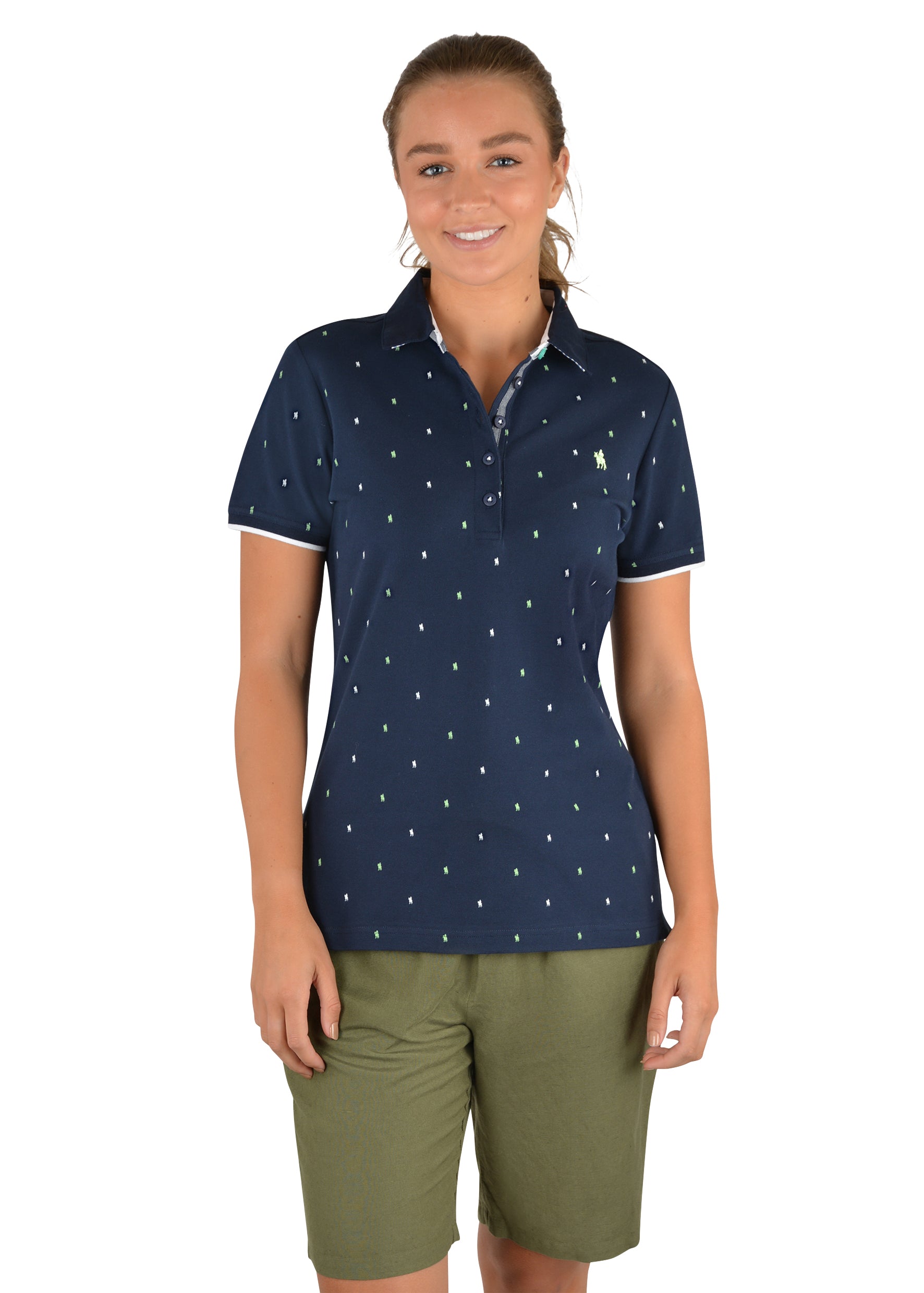 Womens Thomas Cook Cindy Polo Shirt - Mint/Navy (6785481900109)