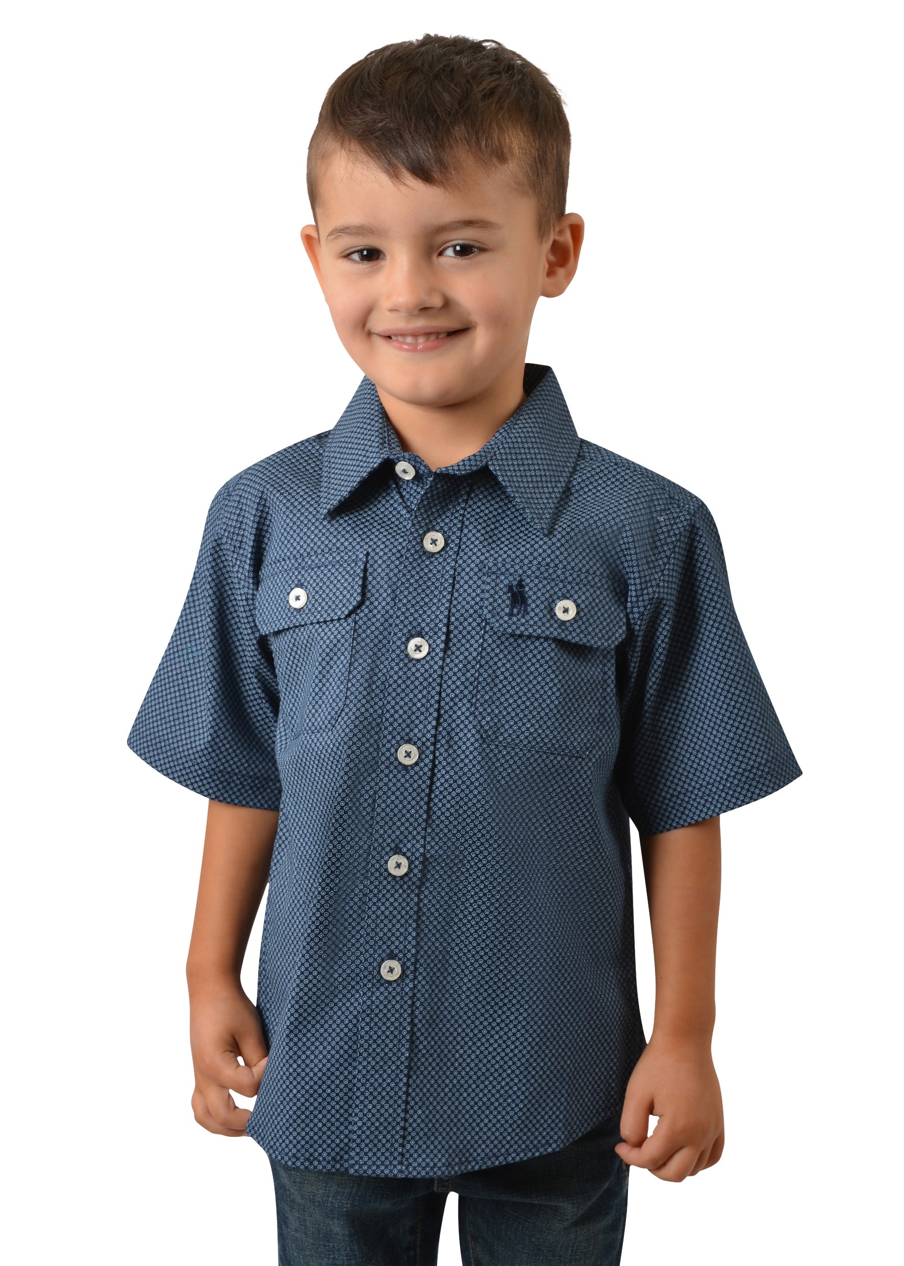 Kids Boys Thomas Cook Archer Print Short Sleeve Shirt - Navy (6785483014221)