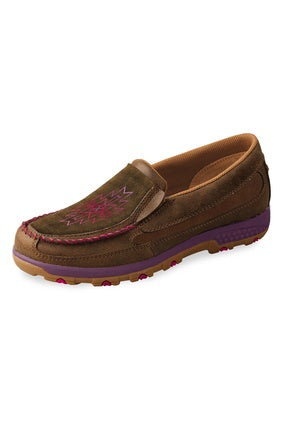 Womens Twisted X  Stitch Cell Stretch Moc - Bomber / Rose (6874451083341)