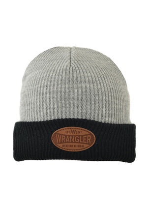 Mens Wrangler Billy Beanie - Grey Marle (6854560481357)