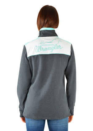 Womens Wrangler Harriet Rugby - Charcoal / Aqua (6853271322701)