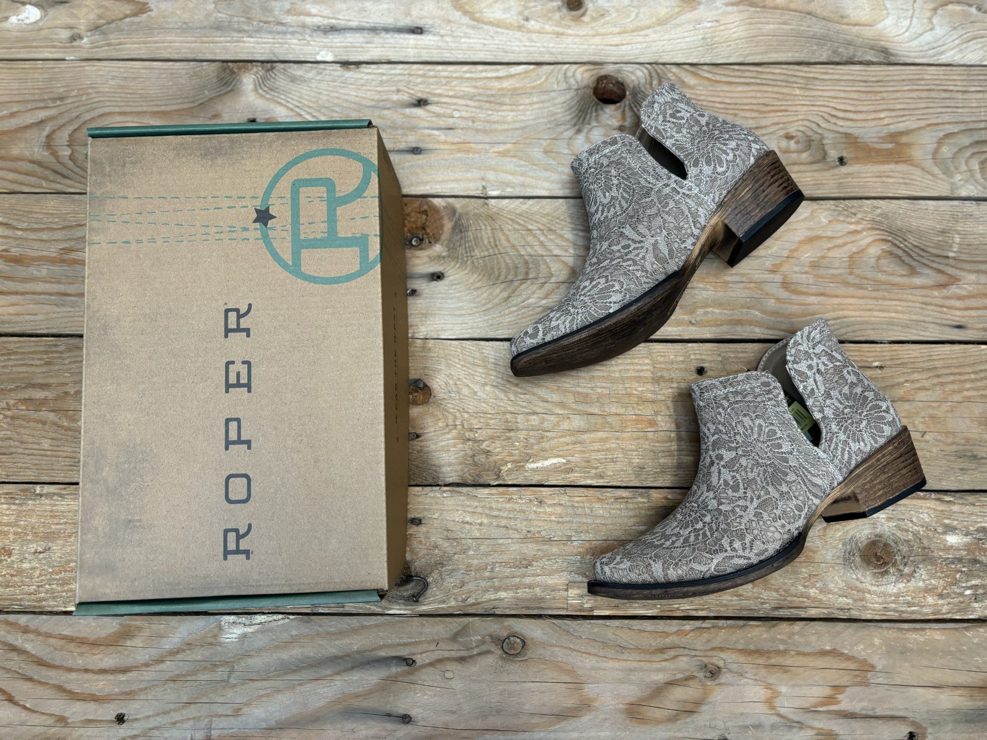 Womens Ava - Tan/Taupe Glitter Lace Fabric Boot (7021205454925)