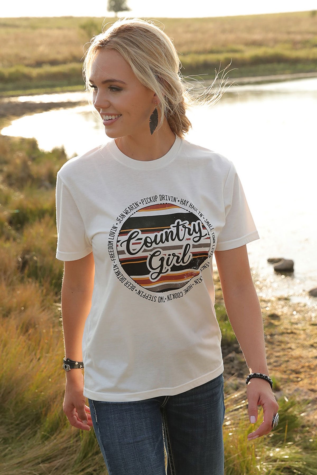 Womens Cruel Girl Country Girl Tee Tshirt - Off White (6856373928013)
