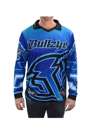 Mens Bullzye Bullring Fishing Shirt Blue V Neck S20 (4874545561677)
