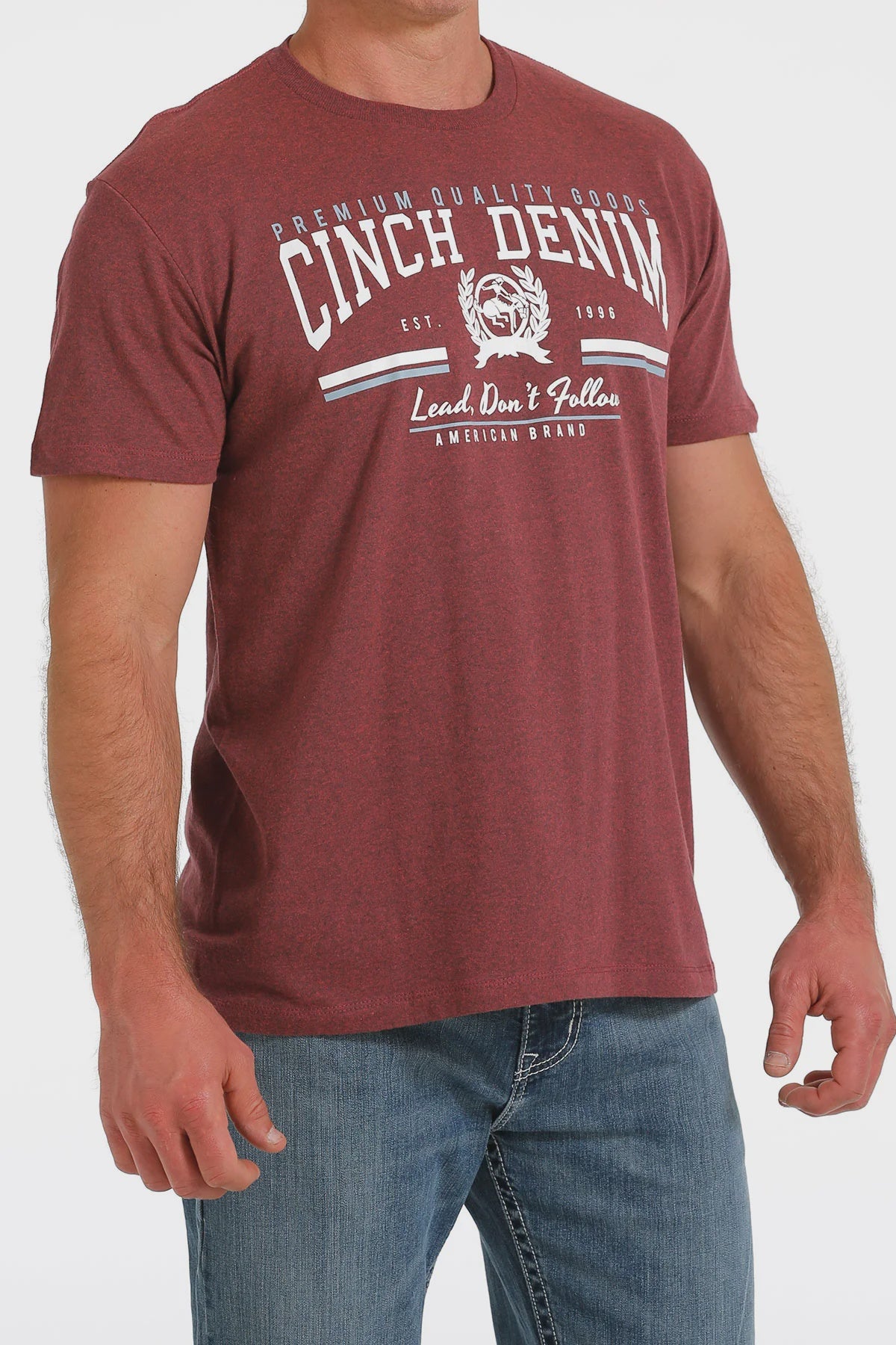 Mens Cinch Denim Tee Tshirt - Raspberry Heather (6924211880013)